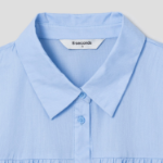 8 seconds Low Density Cotton Tiered Short Sleeve Blouse — Sky Blue