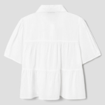 8 seconds Low Density Cotton Tiered Short Sleeve Blouse — White