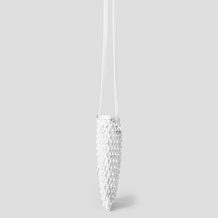JUUN.J Mesh Leather Weaving Shoulder Bag – White