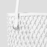 JUUN.J Mesh Leather Weaving Shoulder Bag – White