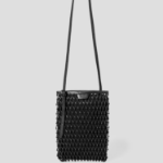 JUUN.J Mesh Leather Weaving Shoulder Bag – Black
