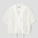 8 seconds Crinkle Tie Short Sleeve Blouse — Ivory