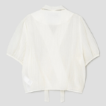 8 seconds Crinkle Tie Short Sleeve Blouse — Ivory