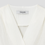 8 seconds Crinkle Tie Short Sleeve Blouse — Ivory