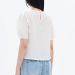 8 seconds Short-Sleeve Sheer Blouse — Ivory