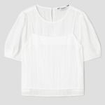 8 seconds Short-Sleeve Sheer Blouse — Ivory
