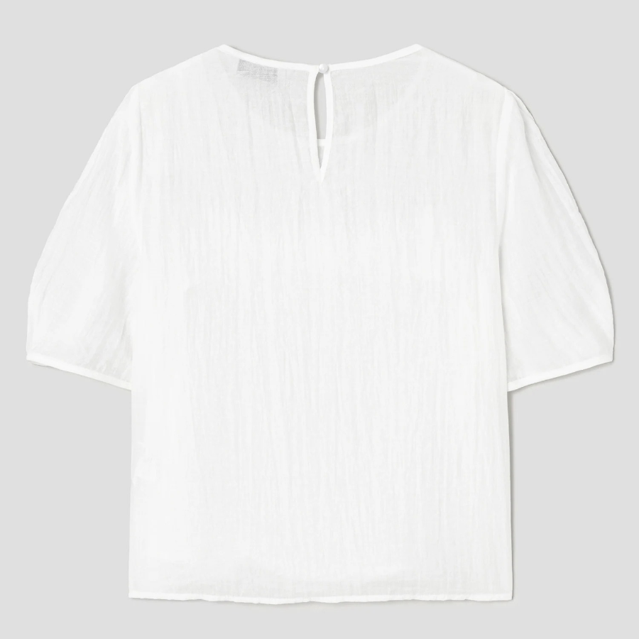 8 seconds Short-Sleeve Sheer Blouse — Ivory