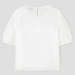 8 seconds Short-Sleeve Sheer Blouse — Ivory