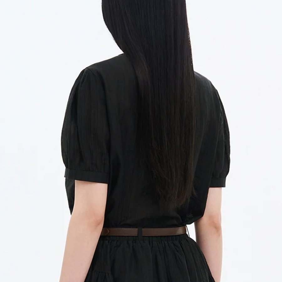 8 seconds Sheer Blouse — Black