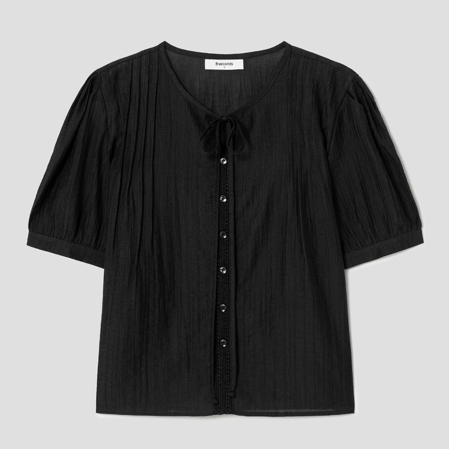 8 seconds Sheer Blouse — Black