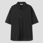 8 seconds Oversized Nylon Short-Sleeve Shirt — Black