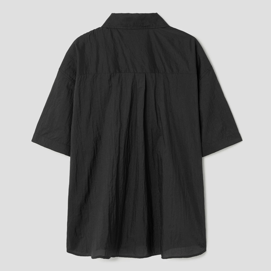8 seconds Oversized Nylon Short-Sleeve Shirt — Black