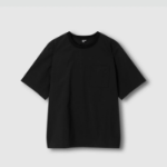 JAJU Square Texture Loose Fit T-Shirt – Black