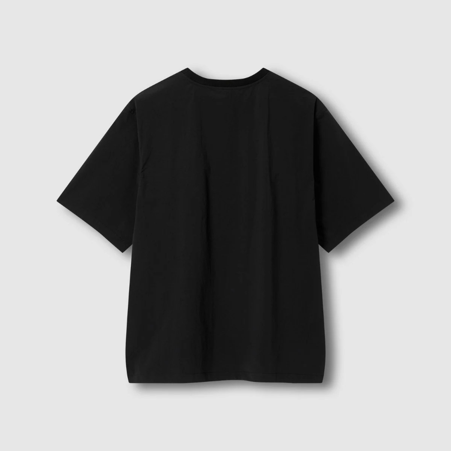 JAJU Square Texture Loose Fit T-Shirt – Black