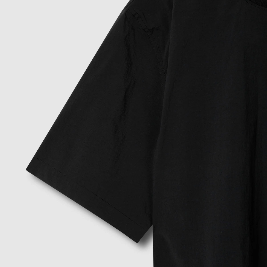 JAJU Square Texture Loose Fit T-Shirt – Black