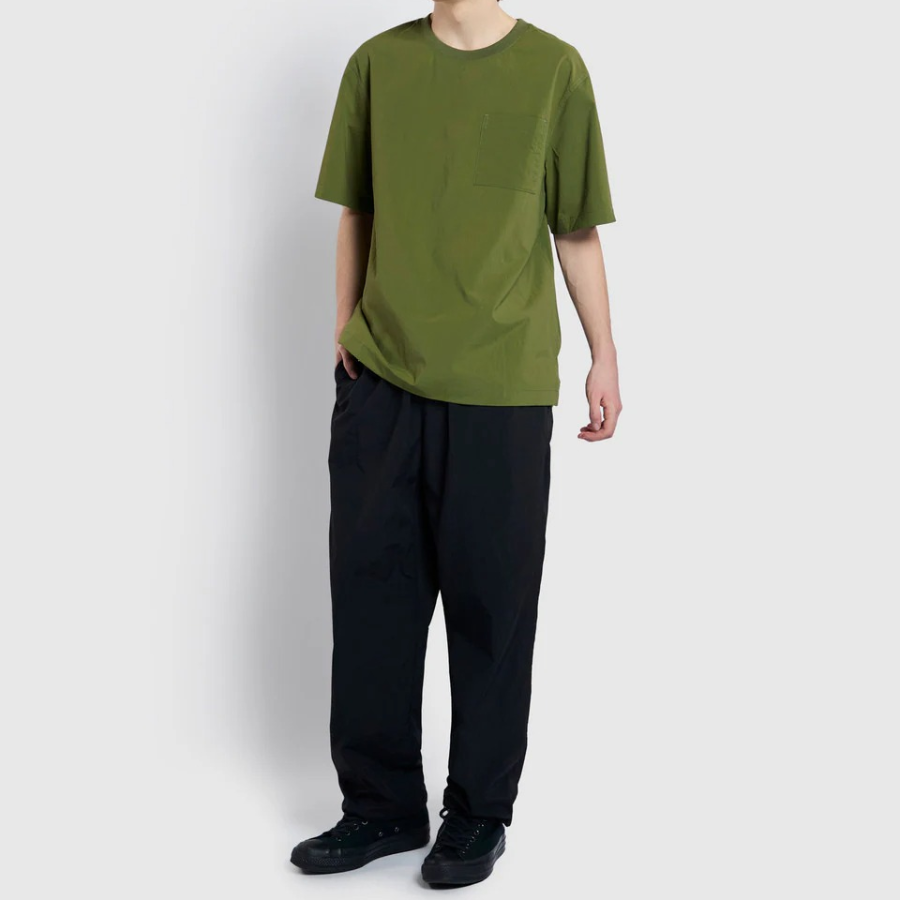 JAJU Square-Texture Loose Fit T-Shirt – Khaki