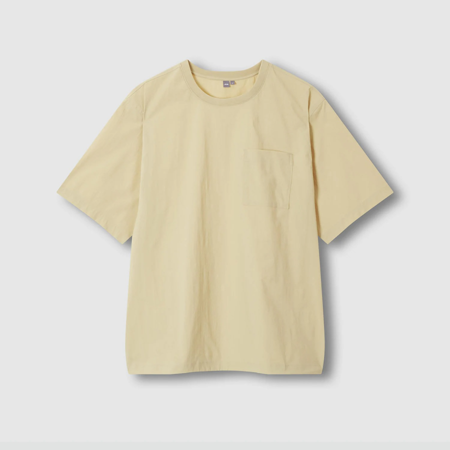 JAJU Square-Texture Loose Fit T-Shirt – Beige