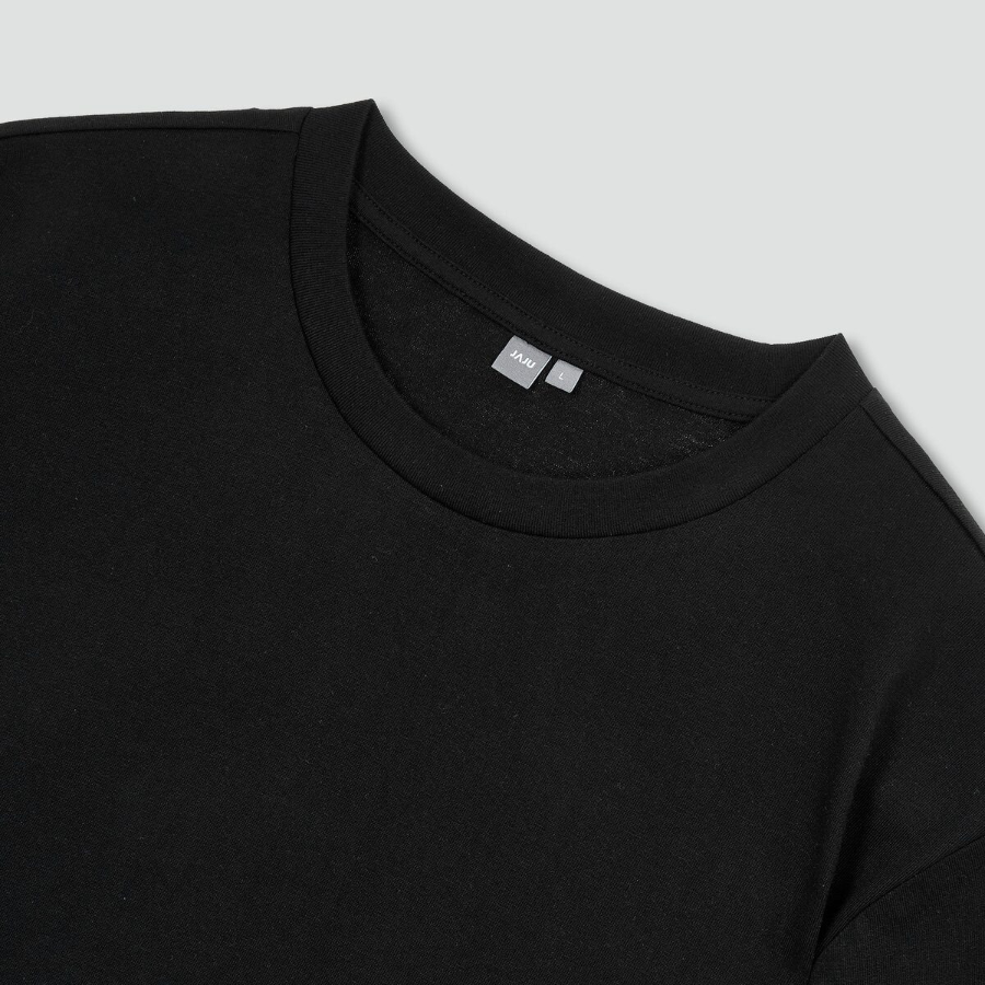 JAJU Smart Cotton Short Sleeve T-Shirt – Black