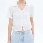 8 seconds Wrinkle Ribbon Blouse — White