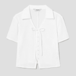 8 seconds Wrinkle Ribbon Blouse — White