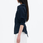 8 seconds Modified Collar Neck Back String Shirt — Navy