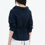 8 seconds Modified Collar Neck Back String Shirt — Navy