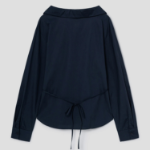 8 seconds Modified Collar Neck Back String Shirt — Navy