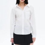 8 seconds Modified Collar Neck Back String Shirt — White