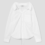 8 seconds Modified Collar Neck Back String Shirt — White