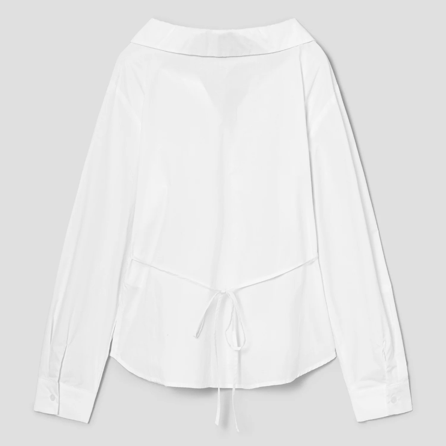 8 seconds Modified Collar Neck Back String Shirt — White