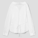 8 seconds Modified Collar Neck Back String Shirt — White