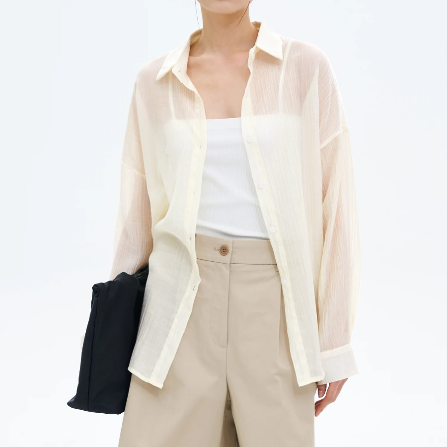 8 seconds Sheer Long Sleeve Shirt — Yellow