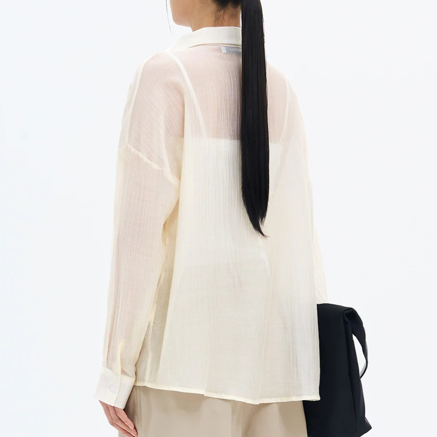 8 seconds Sheer Long Sleeve Shirt — Yellow