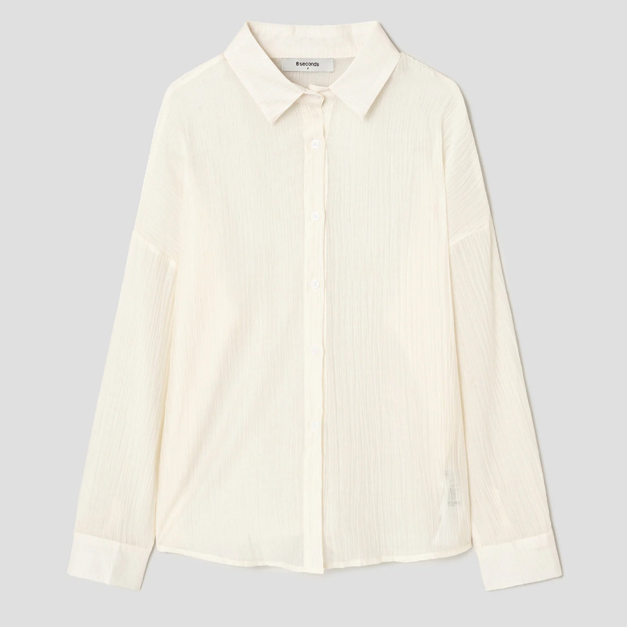 8 seconds Sheer Long Sleeve Shirt — Yellow