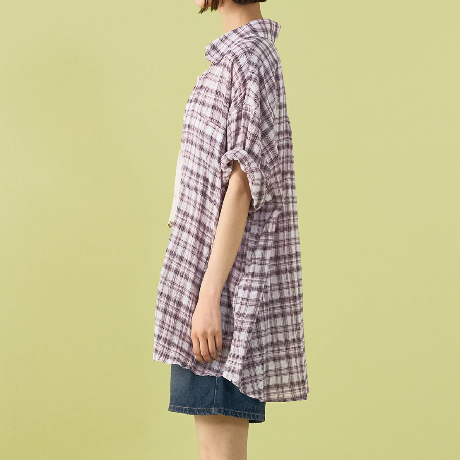 8 seconds Check Short Sleeve Shirt — Light Pink