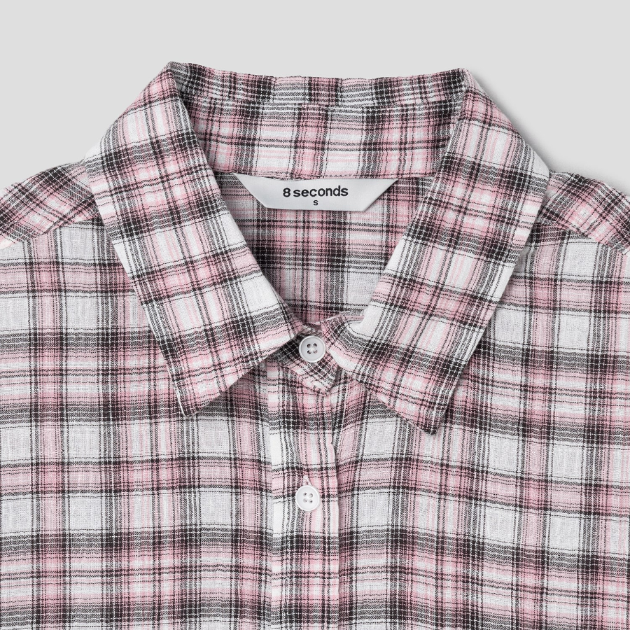 8 seconds Check Short Sleeve Shirt — Light Pink