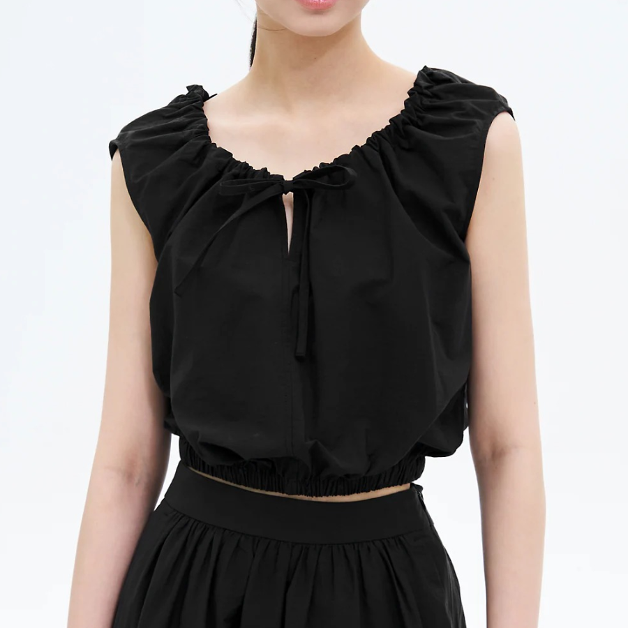 8 seconds Balloon Hem Sleeveless Blouse — Black
