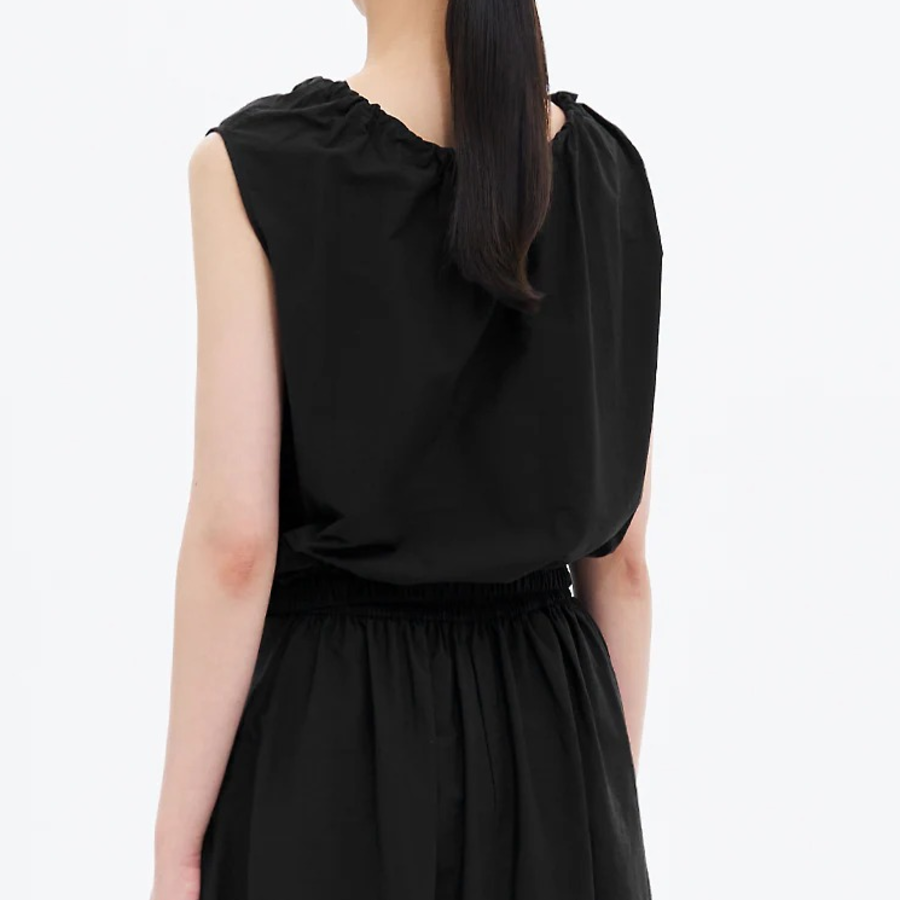 8 seconds Balloon Hem Sleeveless Blouse — Black