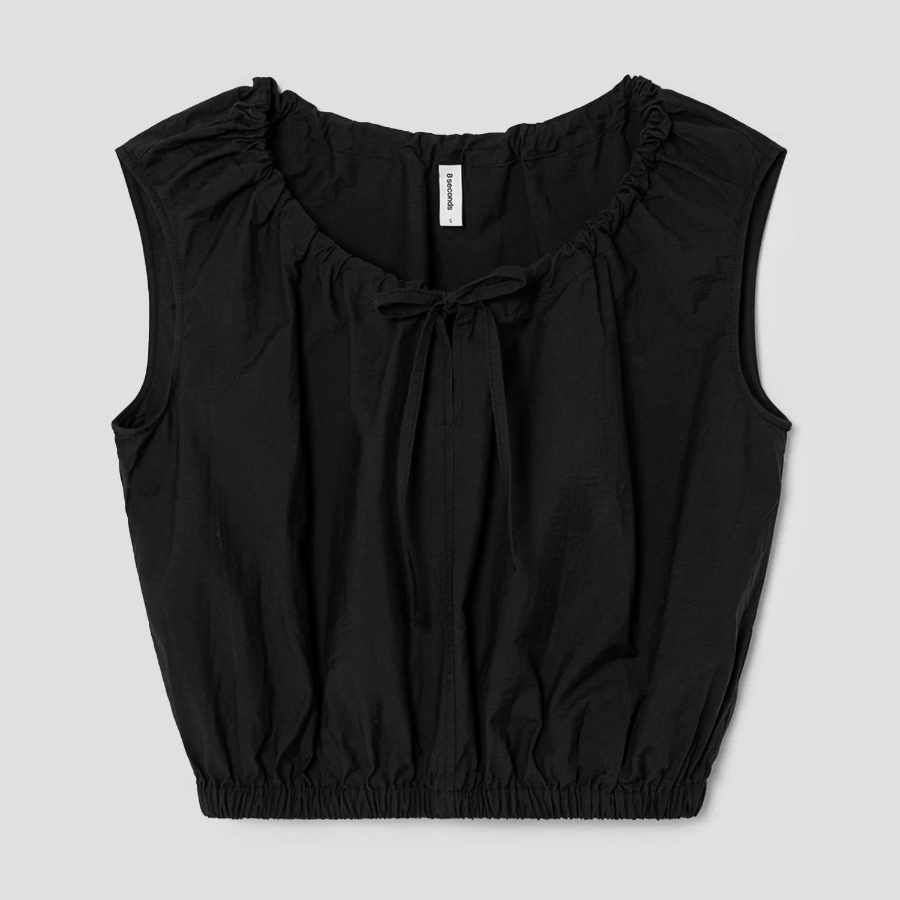 8 seconds Balloon Hem Sleeveless Blouse — Black