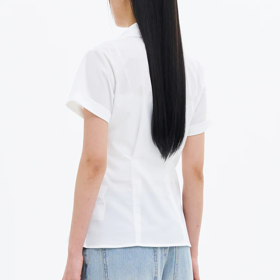 8 seconds Wrinkle Free Slim Fit Short Sleeve Shirt — White