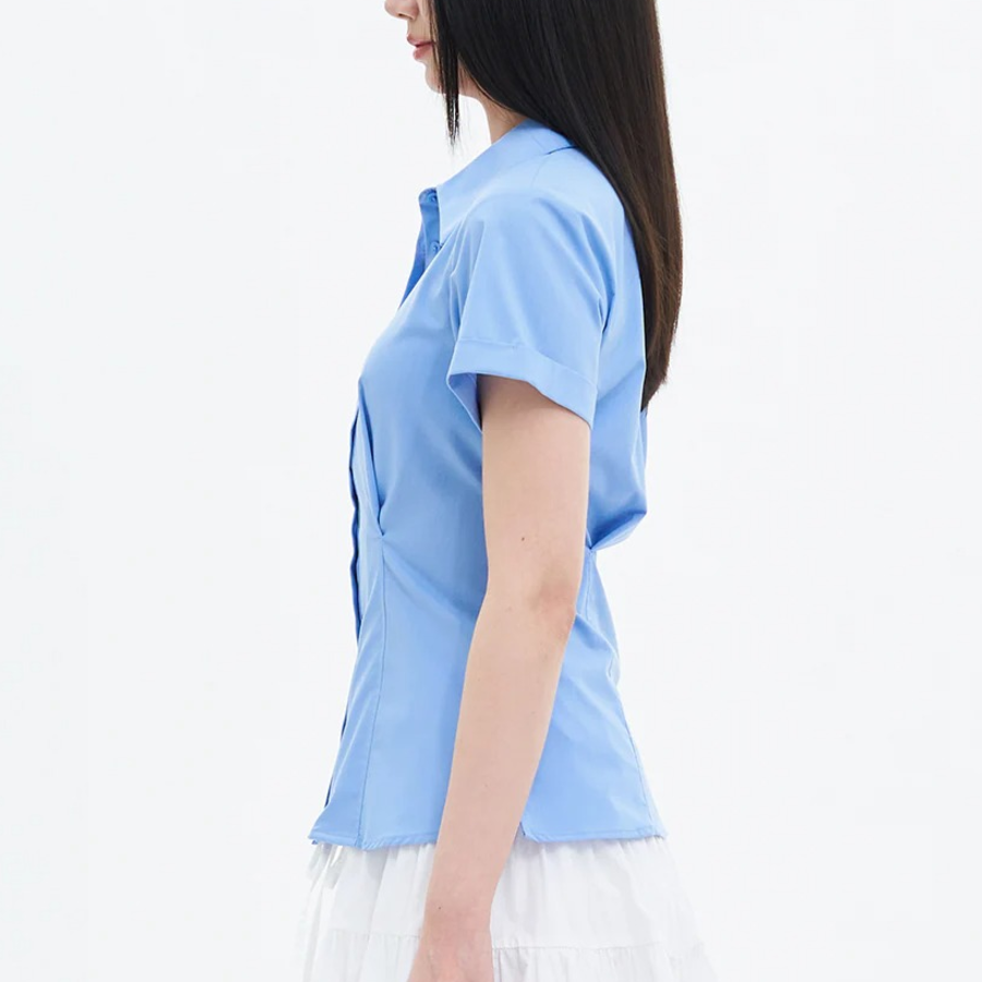 8 seconds Wrinkle Free Slim Fit Short Sleeve Shirt — Blue