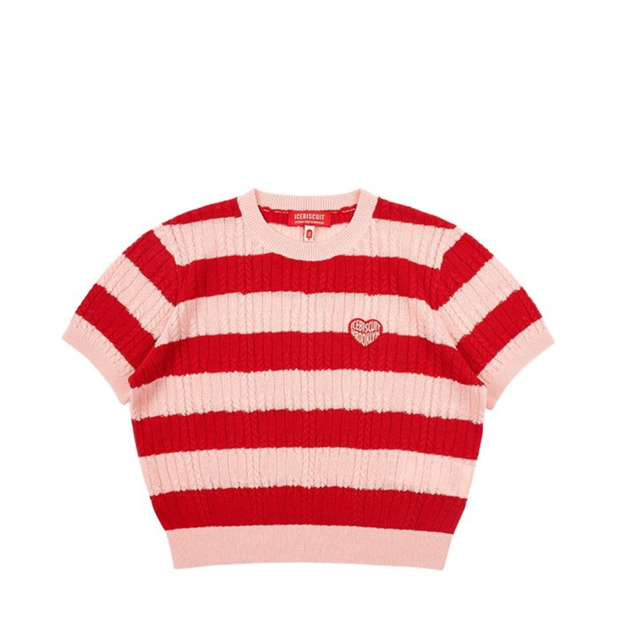 ICEBISCUIT [Junior] IB Heart Stripe Cable Sweater_IB52KC617