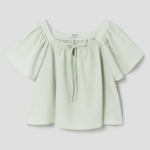 8 seconds Linen Square Neck Sleeveless Top Blouse — Light Green