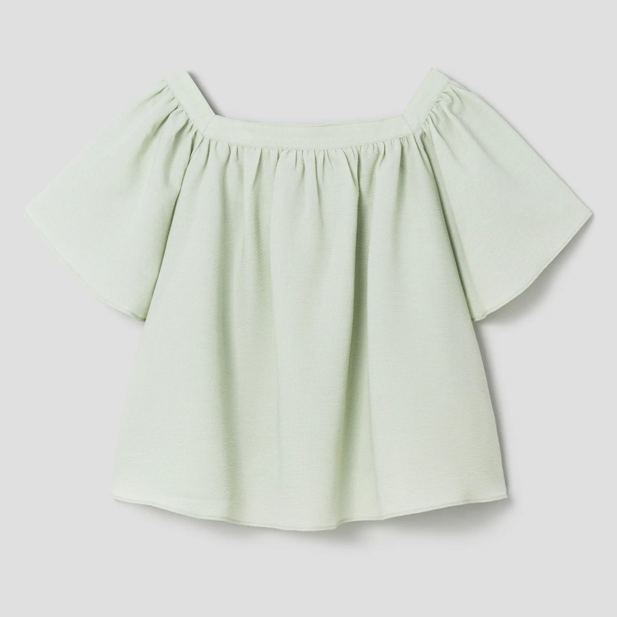 8 seconds Linen Square Neck Sleeveless Top Blouse — Light Green