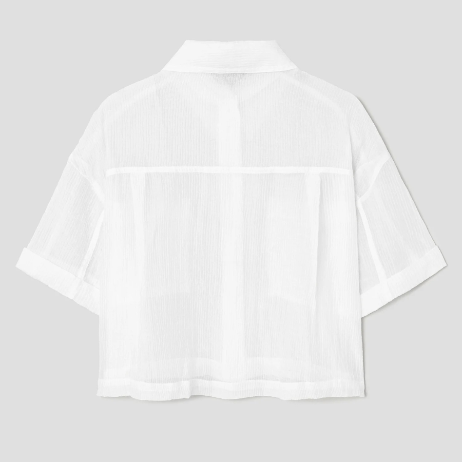 8 seconds Sheer Short Sleeve Shirt — White