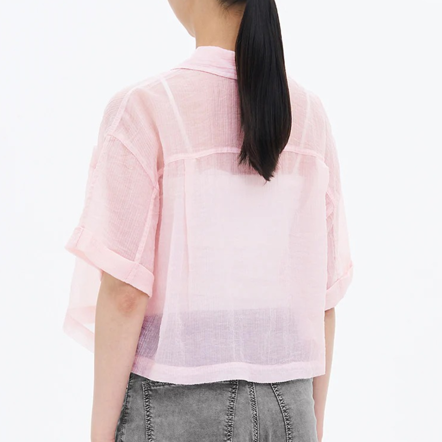 8 seconds Sheer Short Sleeve Shirt — Light Pink