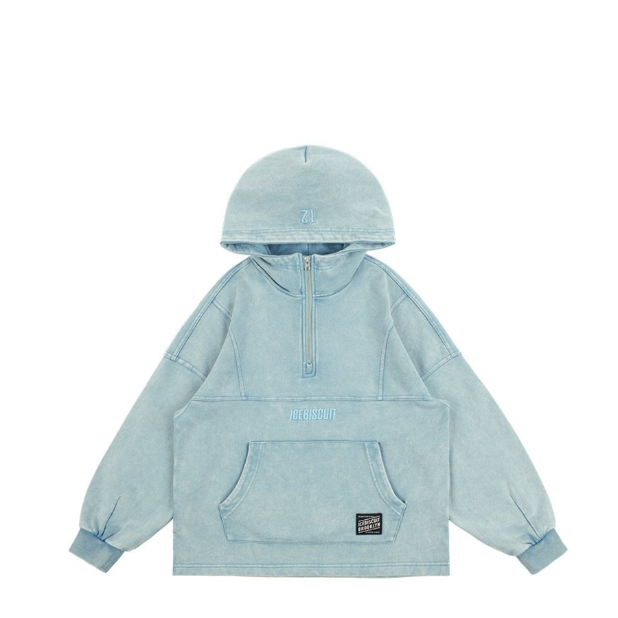 ICEBISCUIT [Junior] IB Pigment Washed Half Zip-Up Hoodie_IB51TH523