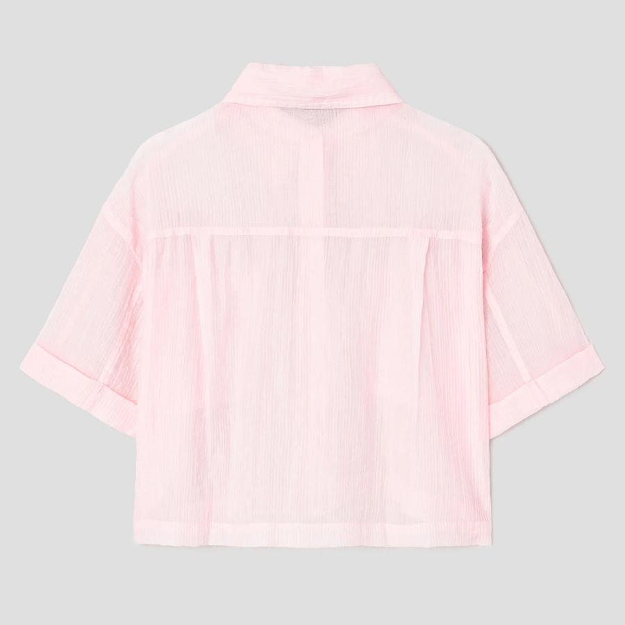 8 seconds Sheer Short Sleeve Shirt — Light Pink