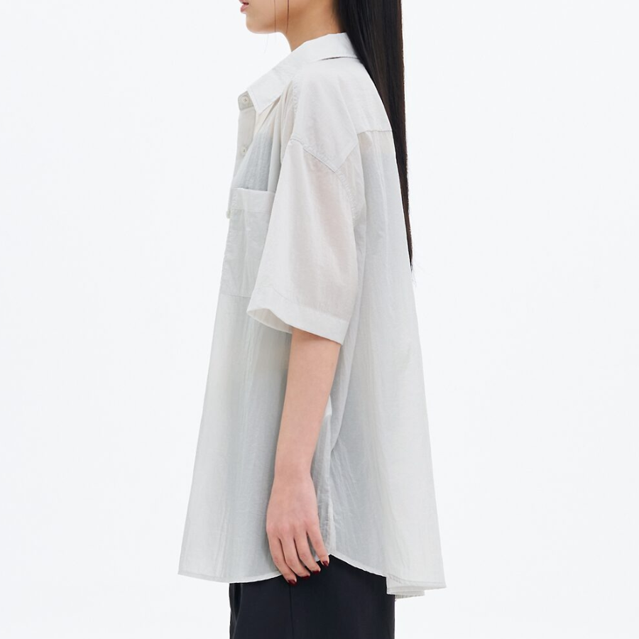8 seconds Oversized Nylon Short Sleeve Shirt — Light Gray