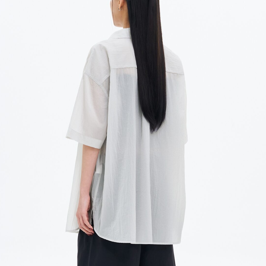 8 seconds Oversized Nylon Short Sleeve Shirt — Light Gray